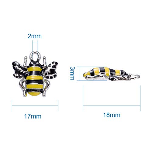 Craftdady Enamel Dangle Charms Pendant Food Animal Flower Cute Charms Colorful Metal Fruit Pendants Hang Ornament for Craft Bracelet Necklace Earring Key Chains Jewelry Making - color: Yellow & Black Bee