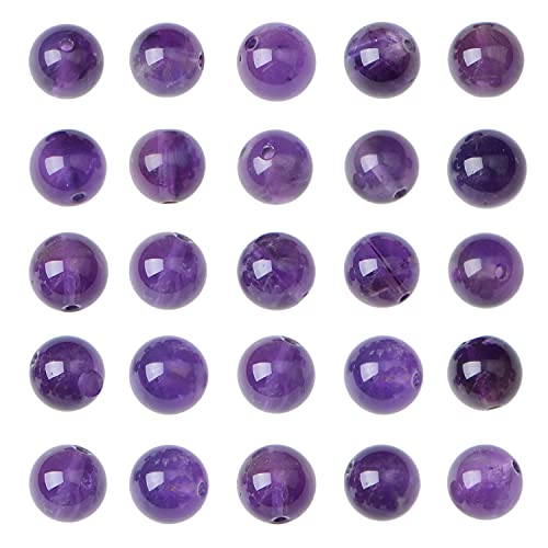 AD Beads 8mm Natural Round Loose Beads 110 Pieces, for Making 108 Mala Prayer Beads Necklace, Bracelet & Yoga Meditation, Jewelry Design (Purple Amethyst) - color: Purple Amethyst