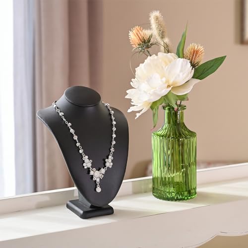 MOOCA 2 Pcs Deluxe Faux Leather Small Necklace Chain Jewelry Display Holder, Jewelry Stand, Necklaces Display Mannequin Bust Stand, 7 1/4”H, Black Faux Leather - color: 3) Black Faux Leather, 2 piece