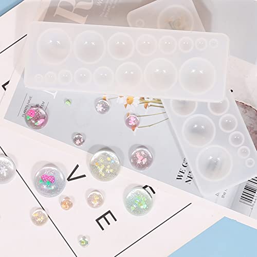 2PCS Cabochon Gem Silicone Mold, Clear Round Silicone Mold for Making Earrings Jewelry Making Crafting Projects - color: round-small