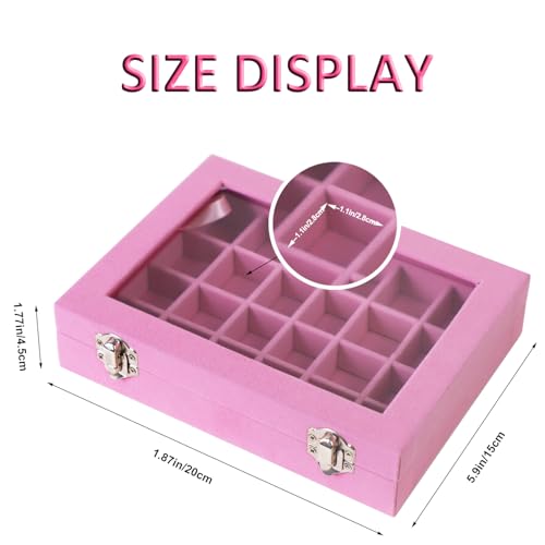 Velvet Jewelry Box 24 Grid Jewelry Earrings Display Organiser Box Ring Tray Holder Earrings Storage Case for Girls Wife Mom Women (Light Pink) - color: Light Pink