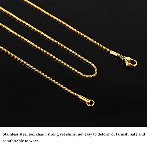 UMAOKANG 10 Pack Stainless Steel Necklace Chain, Dainty Gold Plated Box Chain Thin Chain for Women Necklace DIY Jewelry Making Supplies (18 Inches) - color: Gold Box, size: 18 Inch