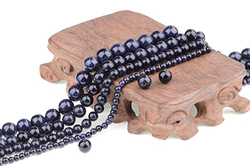 Bymitel 90 pcs Genuine Real Round Loose Stone Beads Gemstone Spacers for Charm DIY Jewelry Making 15.5" per Strand 4mm (Blue Sandstone, 4mm) - color: Blue Sandstone, size: 4mm