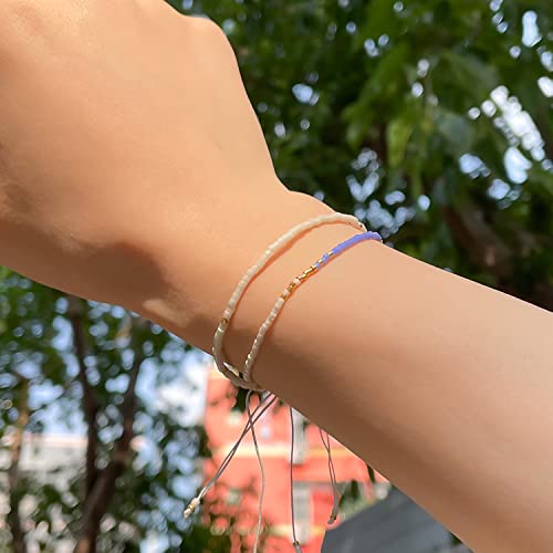 KELITCH Adjustable turquoise bead bracelet single color knitting friendship bracelet fashion jewelry daily wear gift (28 color selection) - color: Blue 20K