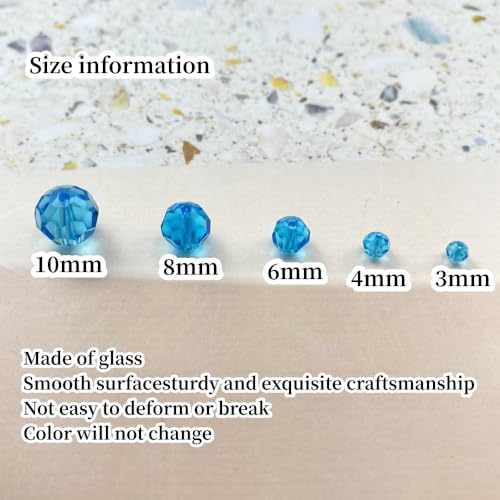 Crystal Glass Beads 500 Pieces 3mm Round Faceted Glass Spacer Beads for Jewelry Making Bracelet Earring Necklace DIY Craft Supplies(Lake Blue) - color: Lake Blue, size: 3mm