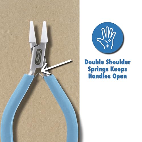 Beadalon Designer Series Nylon Jaw Pliers, Flat/Round Nose, Dark Blue Vinyl-Free Grips, Stainless Steel, 5.25in - color: Dark Blue, style: Flat/Round Nose