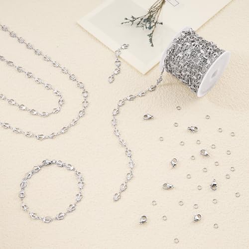 YOUBEIYEE 13 Feet Jewelry Chains Bulk Stainless Steel Silver Crown Links Chain for Jewelry Making Women Necklace DIY Jewelry Supplies Findings - color: Crown Silver