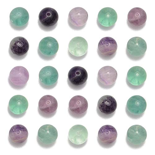 NCB 200pcs 4mm Colorful Fluorite Loose Beads for Jewelry Making, Natural Semi Precious Beads Round Smooth Gemstones Spacer Beads Charms for Necklaces Bracelets (Colorful Fluorite, 4mm 200Beads) - color: Colorful Fluorite, size: 4mm 200Beads