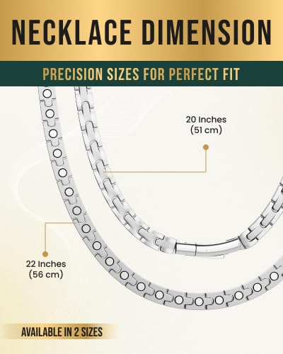 MagnetRX Titanium Magnetic Necklace – Ultra Strength Magnetic Necklaces for Men & Women – Effective Titanium Necklace with 62 Magnets (Silver, 22 Inches) - color: Silver, size: 22 Inch (Pack of 1)
