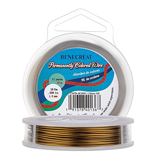 BENECREAT 18-Gauge Jewelry Beading Copper Wire, Tarnish Resistant Antique Bronze Metal Wire for Jewelry Craft Making, 33-Feet/11-Yard - color: Antique Bronze, size: 18-Gauge(33-Feet/11-Yard)