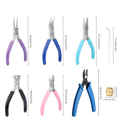 6 PcsJewelry Pliers Set, Include Needle Round Bent Nose Zipper Wire Cutter Looper Jewelry Pliersset, Wire Wrapping Tools for Jewelry Making Repair DIY Arts and Crafting, Jewelers Pliers Set - style: 6pcs-Mixed Color