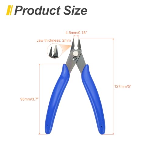 HARFINGTON 5" Flush Cut Pliers Small Precision Wire Cutter Side Cutter Diagonal Cutting Pliers for Jewelry Model Electronic 3D Print, Blue - color: Blue