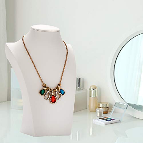 Polmart H3 Necklace Display Bust (White Leatherette, 11 ⅞”H) - color: White Leatherette, size: 11⅞"H