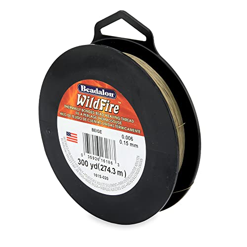 Beadalon Wildfire Ultra - Beading Thread, Beading Supplies for Crafters, Jewelry Makers, Beaders. Braided Fishing Line - size: 0.006 in / 300 yd, style: Beige