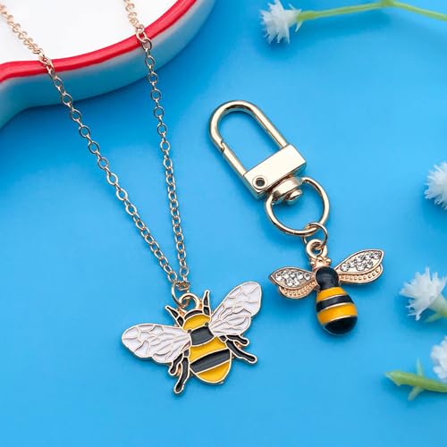 Youdiyla 50pcs Alloy Antique Silver Enamel Bee Daisy Set Pendant Jewelry Making DIY Keychain Earrings Pendant Various Design Charms for Jewelry Making Bracelets Necklace (SN1009) - color: SN1009