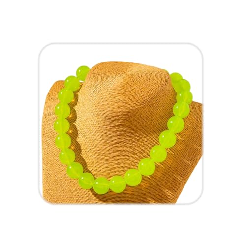 Colorful Chunky Beaded Necklace for Women Acrylic Bead Choker Necklaces Fashion Large Round Beads Necklaces for Women Handmade Summer Jewelry - color: Green Beaded Necklace