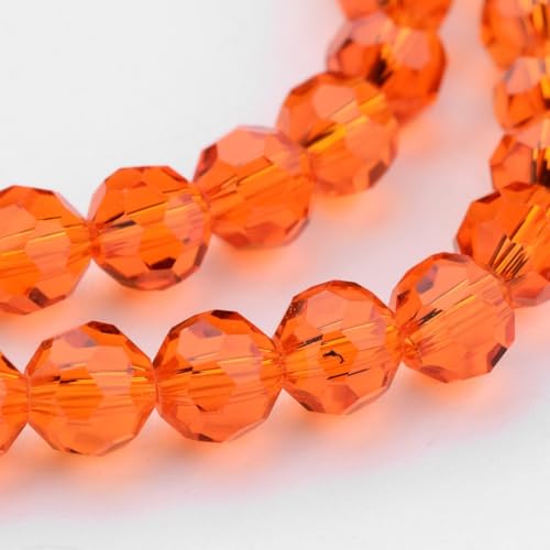 Perlin Czech Bohemian Crystal Glass Beads Faceted Round 4mm 90 Pieces Loose Spacer 1 Strand Beads for DIY Jewelry Earrings Necklace Bracelet Making (Orange) - color: orange