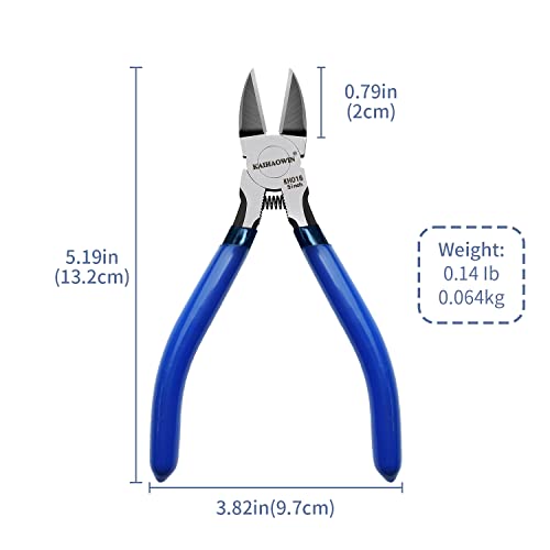 Wire Cutters 5", 5 Pack KAIHAOWIN Precision Flush Cutters Ultra Sharp Wire Cutters for Crafting Side Cutters Wire Snips Spring Loaded Dikes Wire Cutter for Jewelry Making, Blue with Black Handle