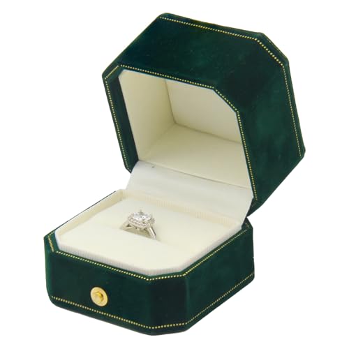 Jewelry Ring Box Small Travel Jewelry Box, Velvet Wedding Ring Box for Business, Engagement, Wedding, Bridesmaid and Mother's Day - Dark Green - color: Ring Box-Dark Green