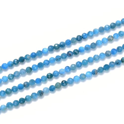 Adabele 15 Inch Natural Blue Apatite Healing Gemstone 3mm (0.12 Inch) Tiny Small Faceted Round Loose Beads Stone Spacer (120-130pcs) for Craft Jewelry Making GK3-6 - color: Blue Apatite, size: 3mm (0.12") - 15 inch/1 strand