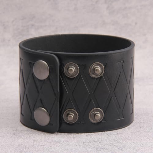 GelConnie Leather Cuff Bracelet Punk Braided Bracelets Rock Leather Wristbands Faux Mens Leather Bracelet Gothic Viking Bangle Adjustable Wrap Bracelet for Women,Men - color: MLPB087-Black
