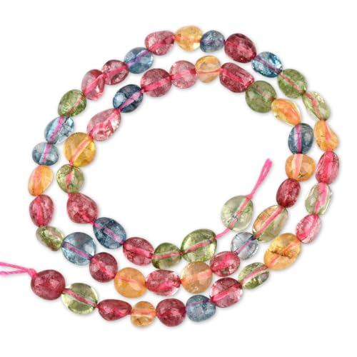HAAMIIQII Natural Colorful Quartz Crystal Pebble Stone 5-8mm Small Irregular Freeform Tumbled Loose Gemstone Beads for Jewelry Making Strand 15 Inch (45-50pcs) - color: Multicolor Quartz Crystal