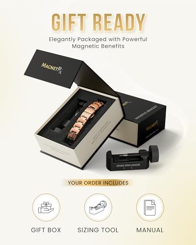 MagnetRX® Magnetic Copper Bracelet for Men — EllipseMAX 5X Strength 5,000 Gauss Magnets — Designed in USA & Patent Pending — Premium Mens Copper Bracelet with Adjustable Length - color: 5x Strength - EllipseMAX (5,000 Gauss)