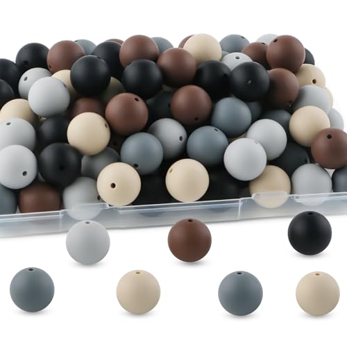 60pcs 19mm Silicone Beads for Keychain Making Mix Color Round Beads for Pens and Bracelet Crafts(Gray) - color: Gray, size: 19mm