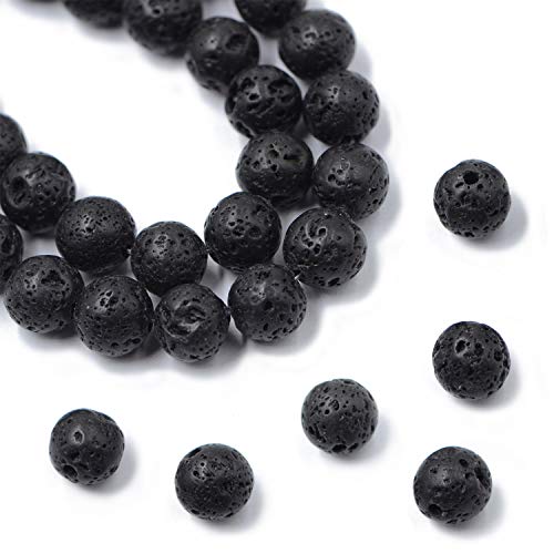 AD Beads Natural Gemstone Round Loose Beads 15" for Bracelet Necklace Earrings Jwelery Making Crafts DIY (4mm, Black Lava Stone) - color: Black Lava Stone, size: 4mm