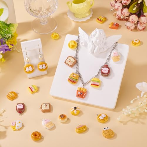 Craftdady Resin Plastic Miniature Food Snack Pendants Charms Ice Drink Juice Pendants Cute Bottle Fruit Keychain Charms Hang Ornament for DIY Craft Earring Bracelet Necklace Jewelry Making - color: Mixed Color Mixed Food Bread