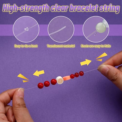 UOOU 6 Rolls Bracelet String for Bracelet Making, 1mm Jewelry String for Beads, Elastic Cord for Jewelry Making Supplies - size: 1.0mm