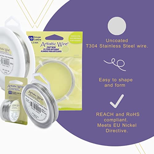 Artistic Wire, 26 Gauge Stainless Steel Craft Wire, 366 ft - size: 26 Gauge, style: Bulk