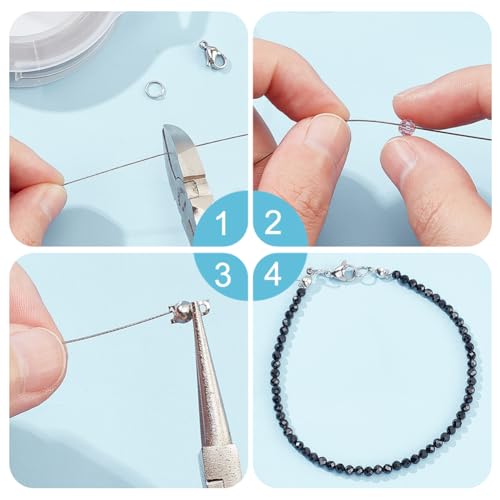 BENECREAT 240-Feet 0.015inch/0.38mm Stainless Steel 7-Strand Beading Wire with 200pcs Jump Rings, 50pcs Crimp Beads and 30pcs Lobster Claw Clasps for Jewelry Making - size: 0.38mm, style: 7 Strand