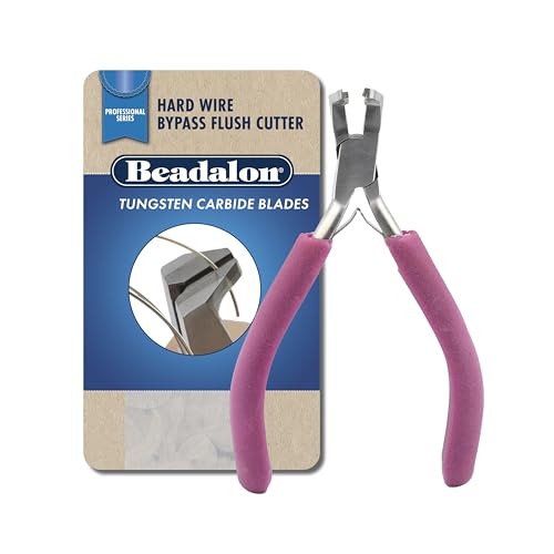 Beadalon Professional Series Tungsten Carbide Jaw Hard Wire Bypass Flush Cutter, Purple Vinyl-Free Grips, Stainless Steel, cuts up to 18 gauge Wire, 5 in - style: Bypass Flush Cutter, Purple