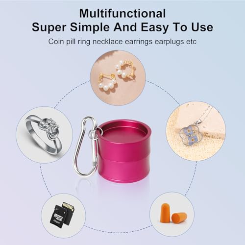 Mini Travel Ring Holder Keychain, Portable Jewelry Holder Keychain with Protective Sponge, Small Necklace Earrings Case for Gym Sports Bag Purse - color: 1-Tier Pink