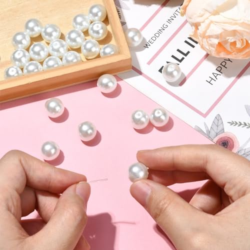 DanLingJewelry 70Pcs 12mm White Glass Pearl Beads Imitation Pearl Round Beads for DIY Craft Necklaces Bracelets Jewelry Making - color: 70pcs - Glass Pearl