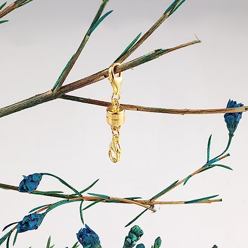 Magnetic Necklace Clasps and Closures 14K Gold Plated 925 Sterling Silver Double Lobster Clasp Magnetic Jewelry Clasps for Necklaces Bracelet - color: C-14K Gold
