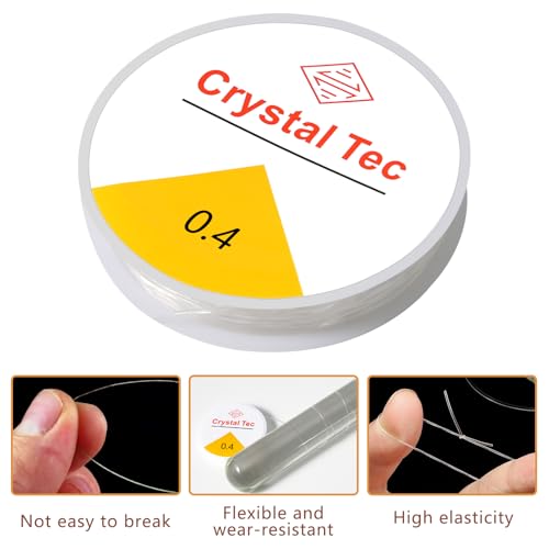 6 Rolls Elastic Bead Thread, 0.4mm Stretchy Bracelet String, Nylon String for Bracelets for Bracelet Making, Clear String for DIY Bead Jewellery Necklace Bracelet - size: 0.4mm