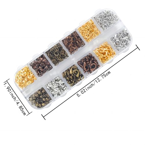 Olylkx 720pcs Lobster Claw Clasps, Bead Tips Knot Covers, Open Jump Ring Connectors, Jewelry Making Accessories Set (12 Styles)