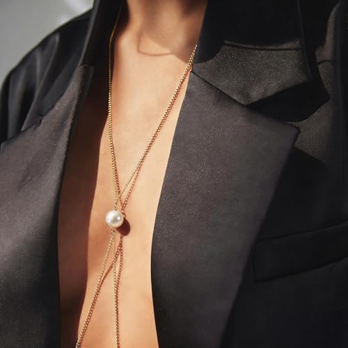 Body Chain,Body Jewelry for Women,Sexy Layered Chest Chain,Layered Adjustable Waist Jewelry for Beach Accessories,Gold Plated Waist Chains - color: Gold-H