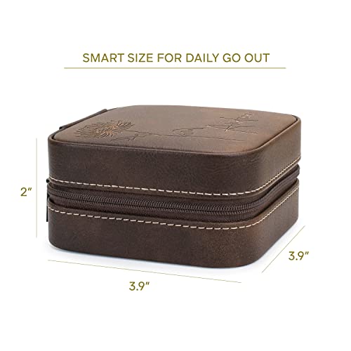 Custom Leather Jewelry Box w/Name & Birth Flower Month - Birthday Gifts for Women, Personalized Jewelry Travel Case - Customized Jewelry Organizer Box, Mom Birthday Gifts - Black - color: Black