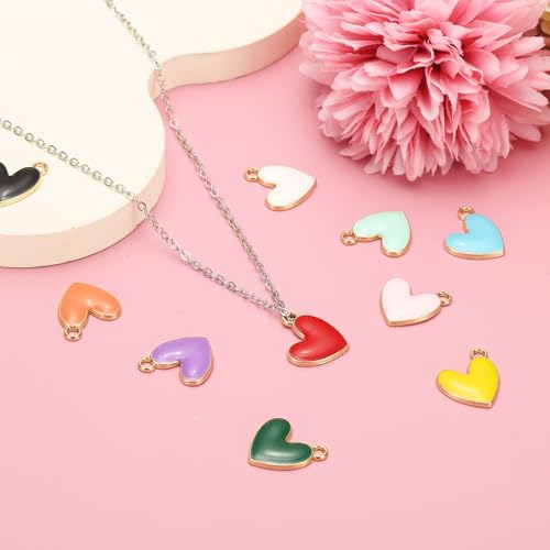 MECCANIXITY Enamel Alloy Heart Charm, Valentine Heart Pendants Love Jewelry Making Charm for DIY Necklace Bracelet Earrings Keychain - color: Purple/Orange