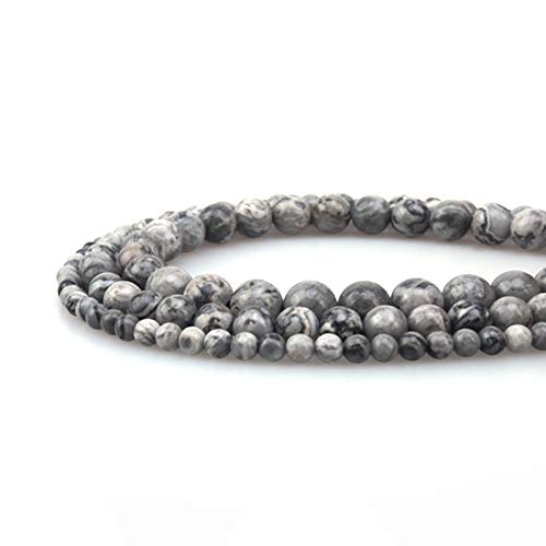 6mm Natural Map Stone Round Loose Stone Beads for Jewelry Making DIY Crafts Design 1 Strand 15" APPR.63-65pcs - color: Map Stone, size: 6mm