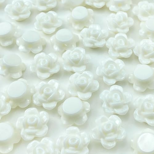 200pcs Acrylic Rose Flower Beads Candy Color Flat Back Spacer Beads Loose Pastel Colorful Decor for DIY Crafts Jewelry Making Bracelet Necklace Earrings(Cream) - color: Cream