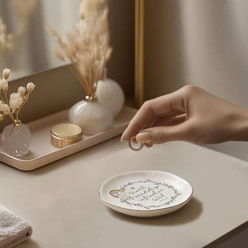 LITTLEBIGGER Friendship gifts for women – Jewelry Dish，Friend Gifts for Women – Sweet Friendship – Proverbs 27:9，Bible Verse Jewelry Dish, Christian Gifts – Jewelry Tray – Mothers Day Gifts - style: Friendship - B