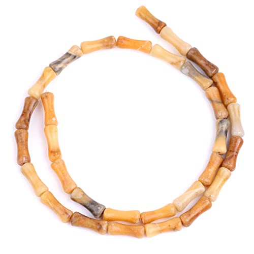 GEM-Inside 30Pcs 5x12mm Natural Orange Yellow Chrismatite Jade Stone Plant Bamboo Knot Bone Charms Beads for Jewelry Making Power Energy Chakra Stone Beads - color: Orange Yellow Chrismatite Jade