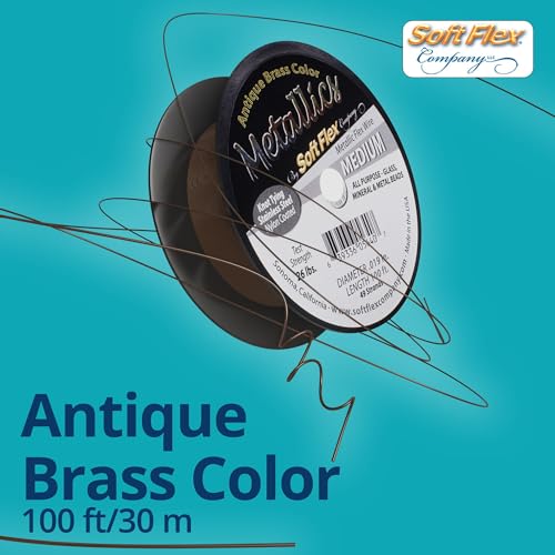 Soft Flex 49 Strand Beading Wire - Medium 0.19 Diameter - 100 Feet Nylon Design Wire - style: Antique Brass