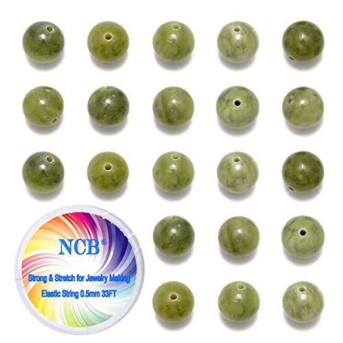NCB 100pcs Gemstone Round Loose Beads Wholesale 6mm Natural Stone Beads with Elastic String for Bracelets Jewelry Making (Canadian Jade, 6mm 100Beads) - color: Canadian Jade, size: 6mm 100Beads
