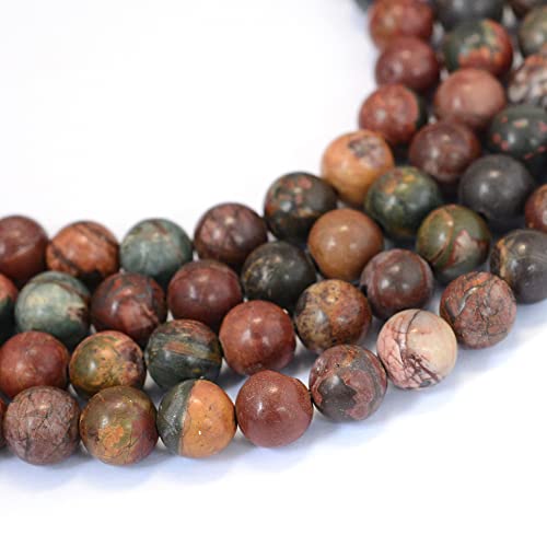 KISSITTY 235pcs 8mm Natural Picasso Stone/Jasper Bead Strands, Natural Gemstone Crystal Beads Round Smooth Chakra Beads Energy Healing Crystals Gemstones for DIY Jewelry Bracelets Necklaces Making - color: Natural Picasso Stone/Jasper