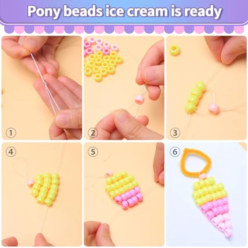 Praisebank Pony Beads, 1200pcs 6x9mm, Wholesale Beads, Bracelets Jewelry Making, Arts & Crafts(Candy) - color: Candy, size: Small Size